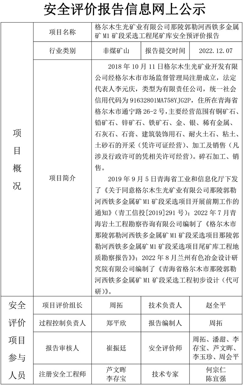 8格尔木生光矿业有限公司那陵郭勒河西铁多金属矿M1矿段采选工程尾矿库安全预评价报告-1.jpg
