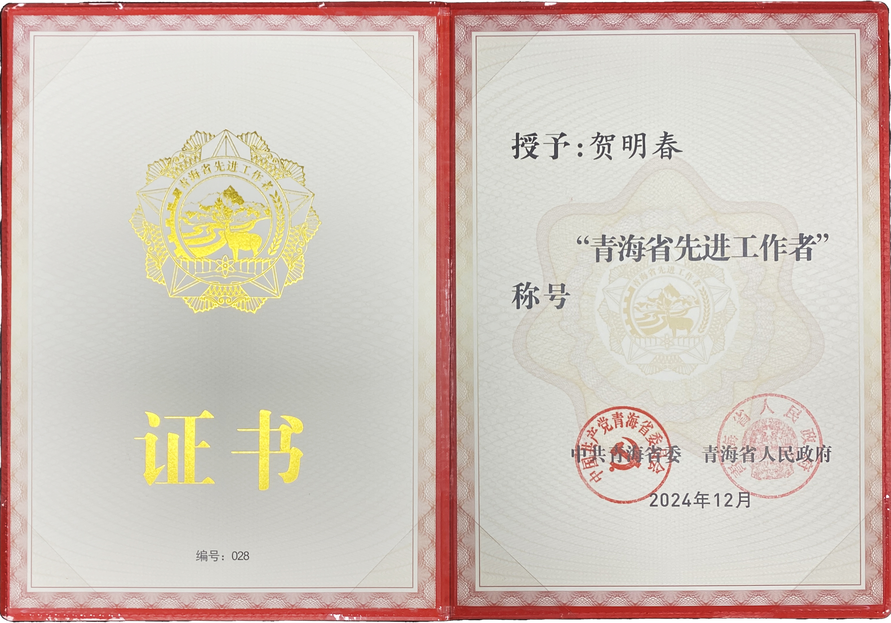 省应急管理厅1名个人被省委、省政府授予“青海省先进工作者”称号